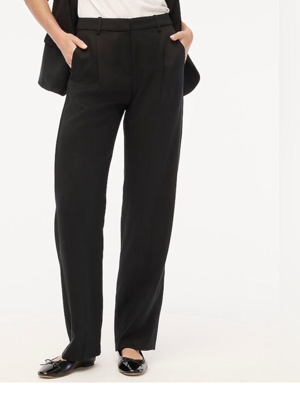 J Crew Pants Wide-leg pleated twill trousers BX578 business casual work black